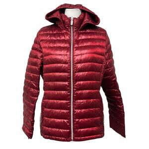 Calvin Klein Puffer Packable Lightweight Down Jacket Hooded Red Women’s Large